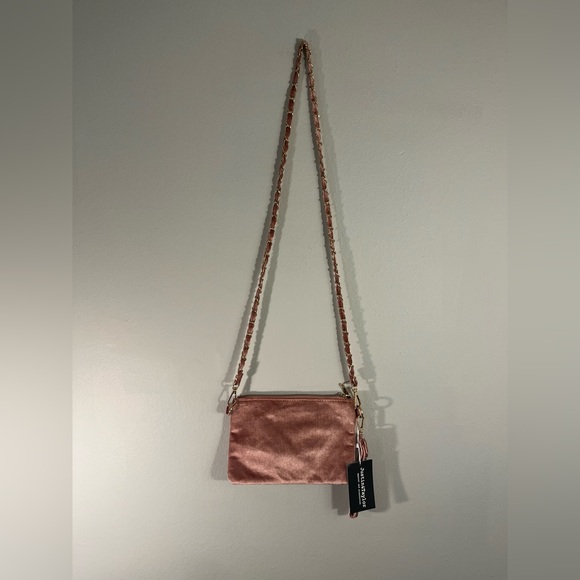 Velvet Chevron Crossbody bag. Color Rose. NWT. NEVER WORN! Super cute!! - Picture 2 of 2